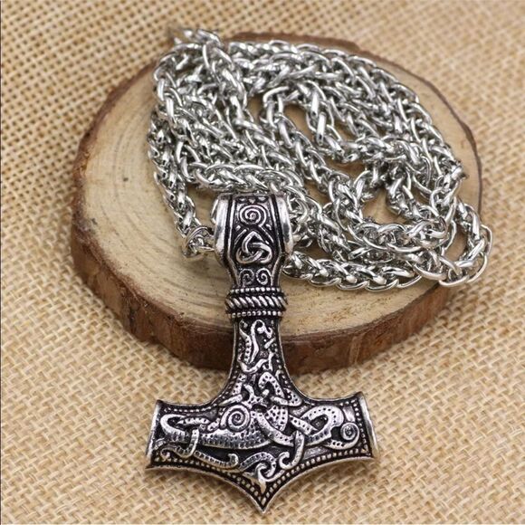 Viking Norse mjolnir Thor’s hammer necklace NEW NIP NWT weave chain stainless - Picture 9 of 16